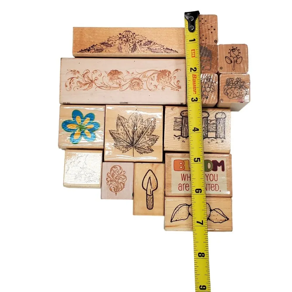 Vtg Junk Drawer Lot of 15 Flowers Floral Gardening Rubber Stamps All Night Media
